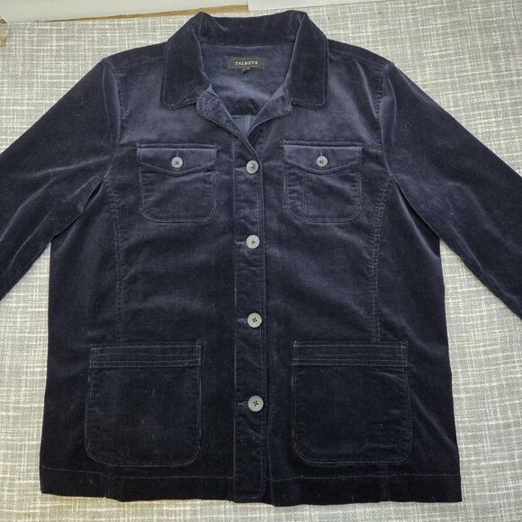 Talbots Stretch Corduroy Trucker Jacket Women's XL Black - Picture 9 of 11